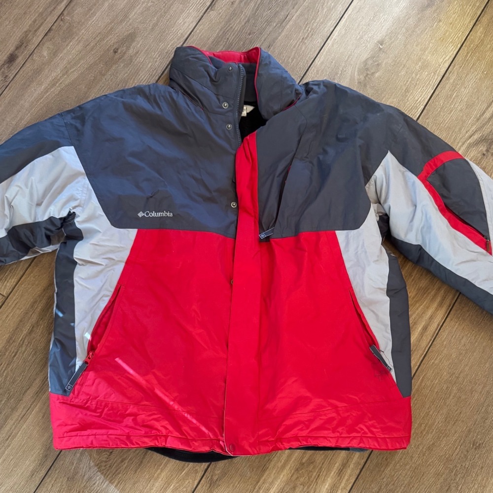 Columbia Sportswear Interchange 3-in-1 Jacket Mens XL Red Grey Colorblock Coat
